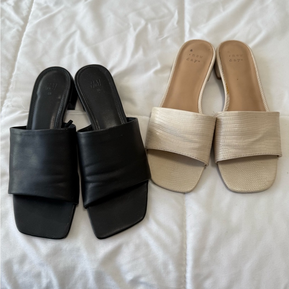 Stylish Black and Cream Sandals .both sz. 5